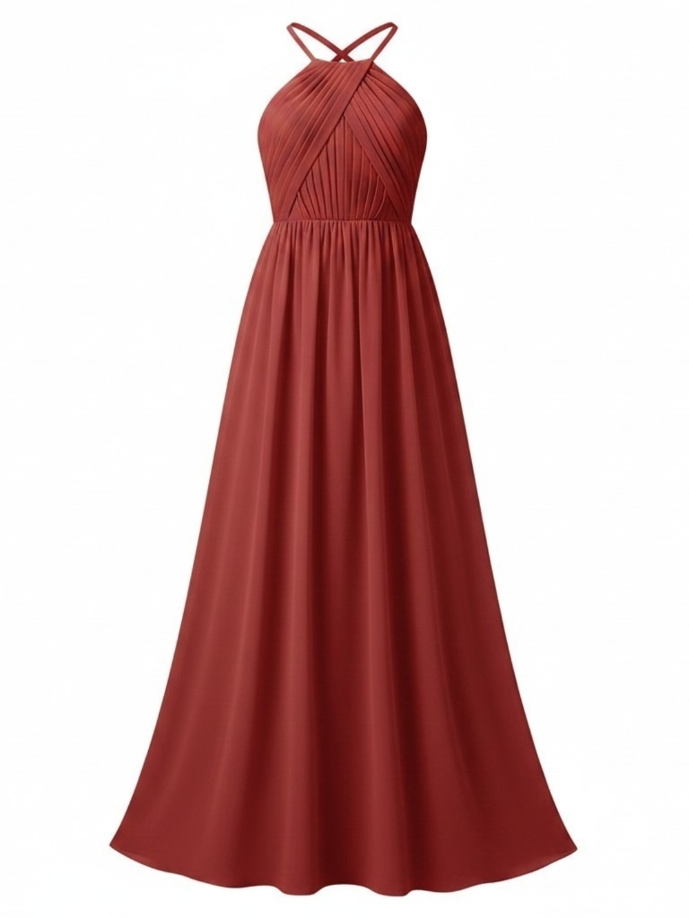 AZAZIE | NWT Leighton 301196 Terracotta Bridesmaid Formal Halter Neck Gown | A8